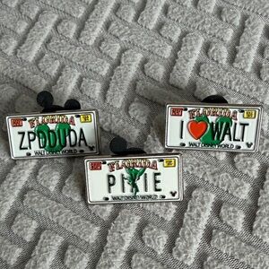 Disney Florida License Plate Pins - Green and Red Accents